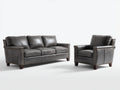Ensemble de canapés - cuir - 215 x 93 x 88 cm - gris anthracite - style traditionnel