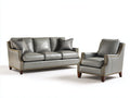 Ensemble de canapés - cuir - 217 x 95 x 91 cm - gris clair - style classique