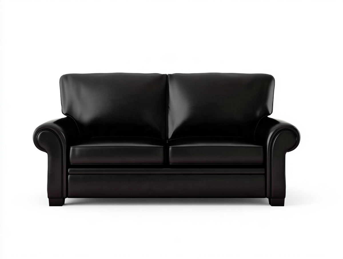Canapé 2 places - similicuir - 174 x 94 x 92 cm - noir - style classique à accoudoirs arrondis
