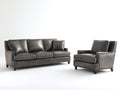Ensemble de canapés - cuir - 220 x 96 x 89 cm - gris anthracite - style contemporain
