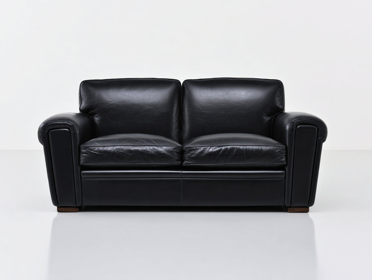 Canapé 2 places - similicuir - 181 x 97 x 91 cm - noir - style classique à accoudoirs arrondis