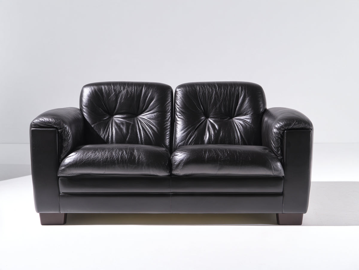 Canapé 2 places - similicuir - 171 x 93 x 89 cm - noir - style classique contemporain capitonné
