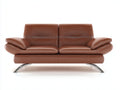 Canapé 2 places - similicuir - 176 x 92 x 87 cm - marron cognac - style moderne aux lignes courbes