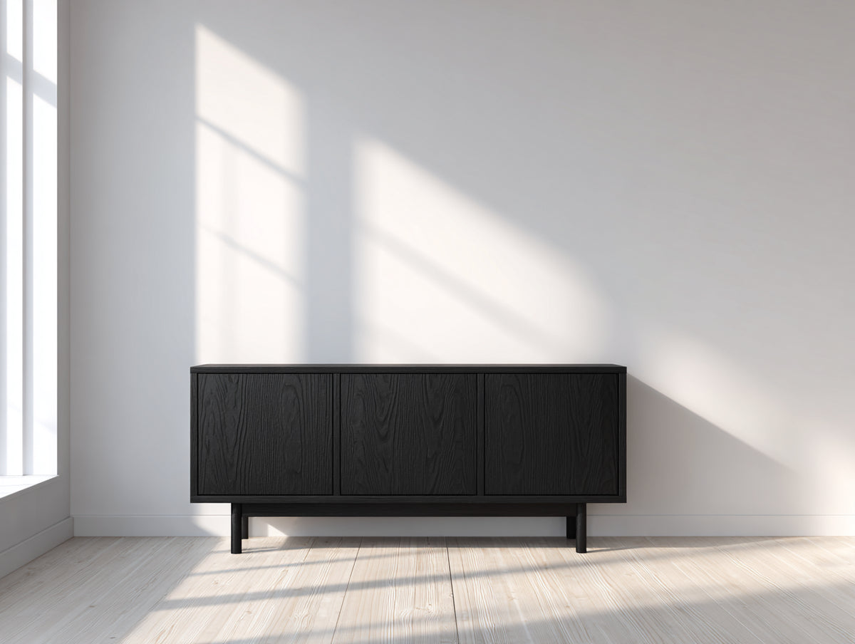 Meuble d'entrée-Bois-151 x 40 x 69 cm-Noir-Style scandinave minimaliste