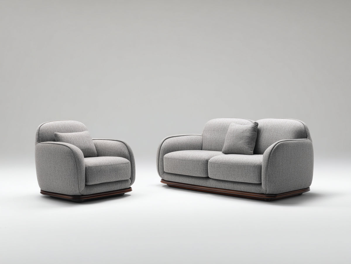 Ensemble de canapés - tissu - 183 x 91 x 84 cm - gris clair - style moderne