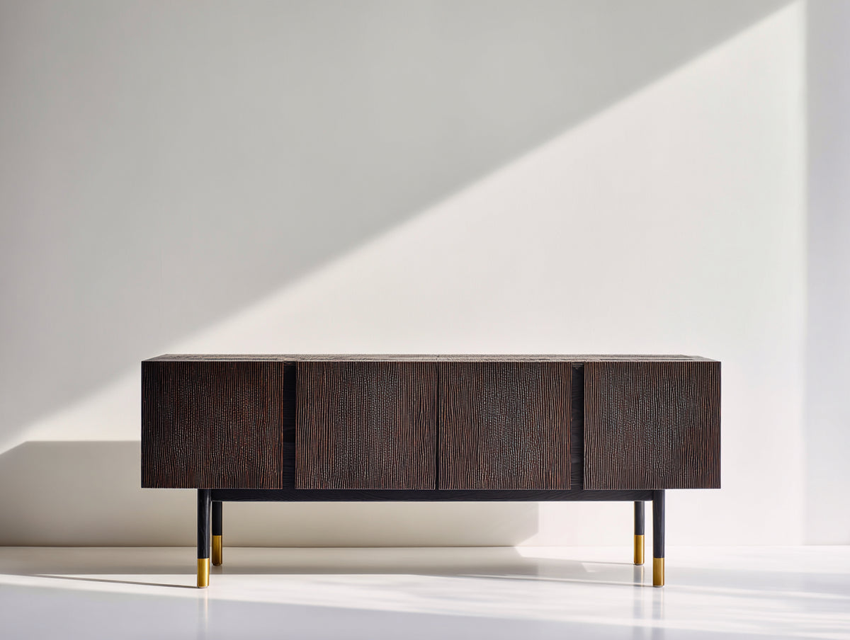 Meuble d'entrée-Bois-154 x 42 x 76 cm-Brun foncé-Style contemporain