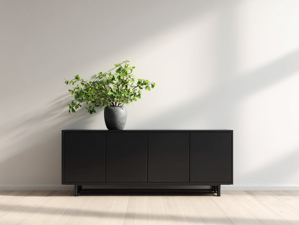 Meuble d'entrée-Bois-164 x 41 x 78 cm-Noir-Style minimaliste moderne