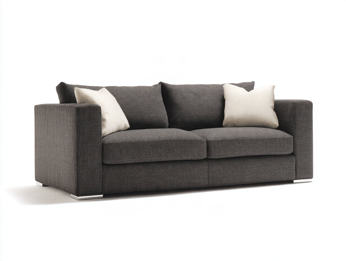 Canapé 2 places - tissu - 186 x 95 x 86 cm - gris anthracite - style contemporain minimaliste