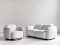 Ensemble de canapés - tissu bouclé - 186 x 93 x 82 cm - blanc cassé - style contemporain