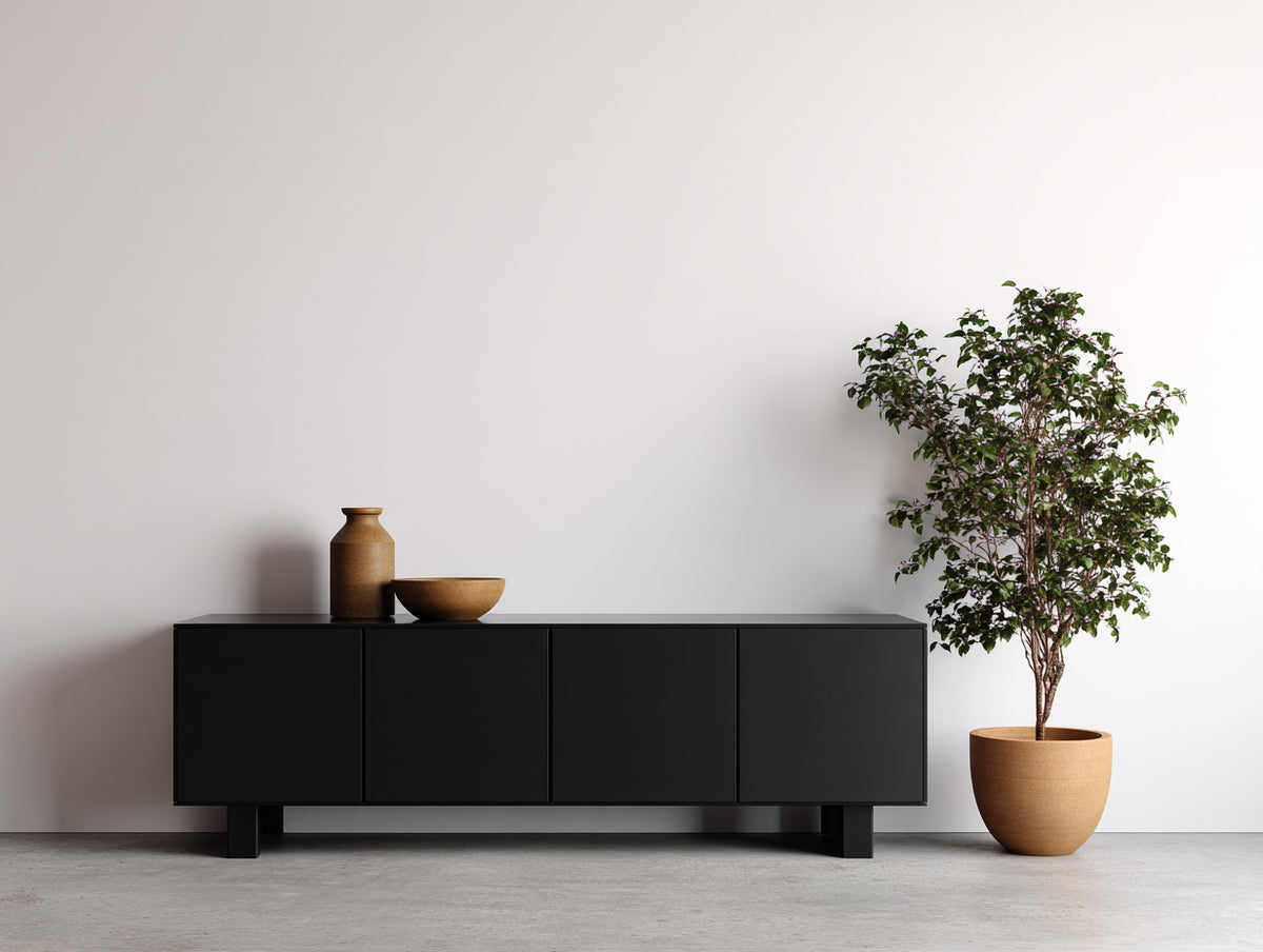 Meuble d'entrée-Bois-172 x 43 x 74 cm-Noir-Style minimaliste contemporain
