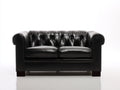 Canapé 2 places - similicuir - 178 x 96 x 88 cm - noir - style Chesterfield capitonné