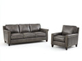Ensemble de canapés - cuir - 211 x 92 x 87 cm - gris brun - style classique