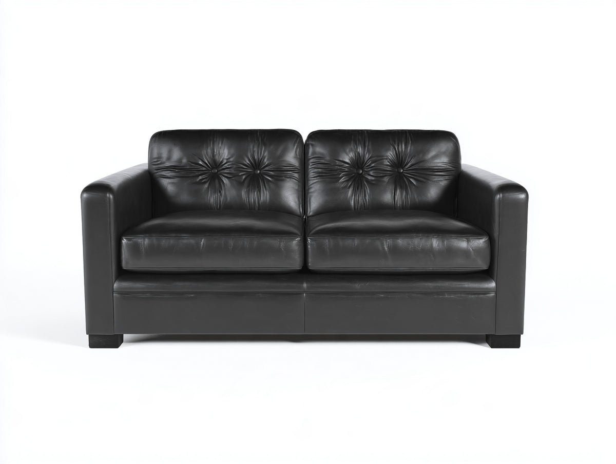 Canapé 2 places - similicuir - 169 x 89 x 87 cm - noir - style contemporain capitonné
