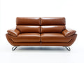 Canapé 2 places - similicuir - 184 x 96 x 91 cm - cognac - style contemporain avec pieds chromés