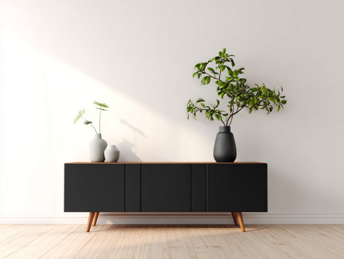 Meuble d'entrée-Bois-158 x 41 x 76 cm-Noir-Style scandinave moderne