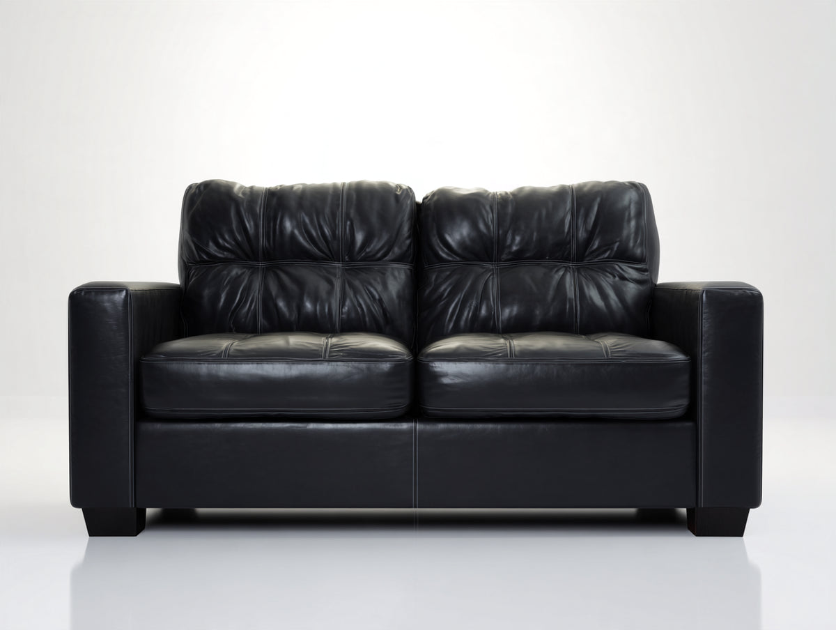 Canapé 2 places - similicuir - 168 x 91 x 91 cm - noir - style classique contemporain capitonné