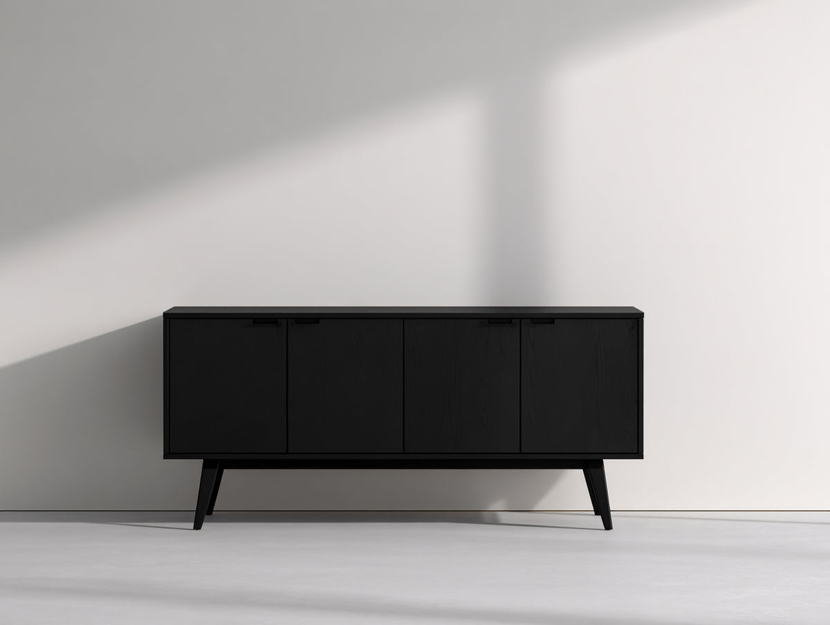 Meuble d'entrée-Bois-162 x 41 x 71 cm-Noir-Style minimaliste moderne