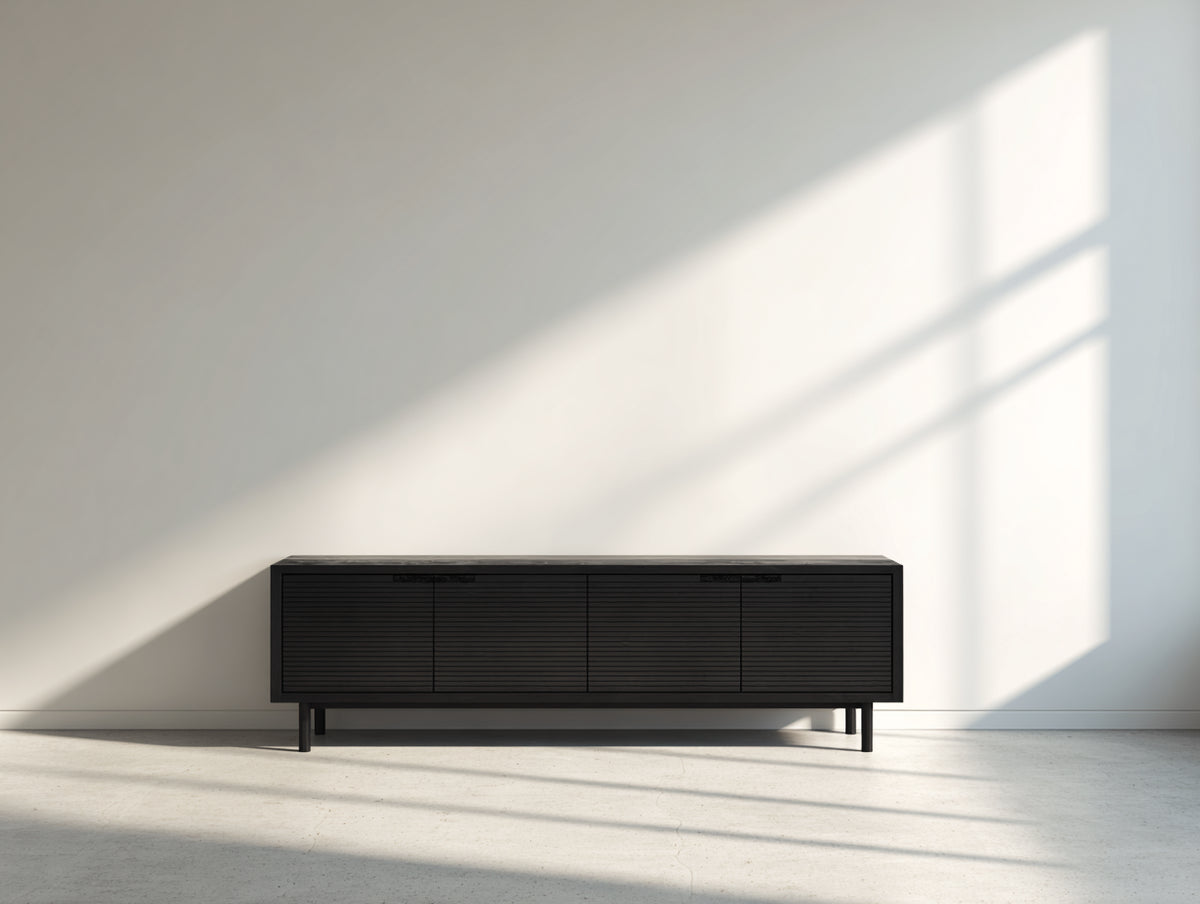 Meuble d'entrée-Bois-166 x 42 x 72 cm-Noir-Style contemporain texturé
